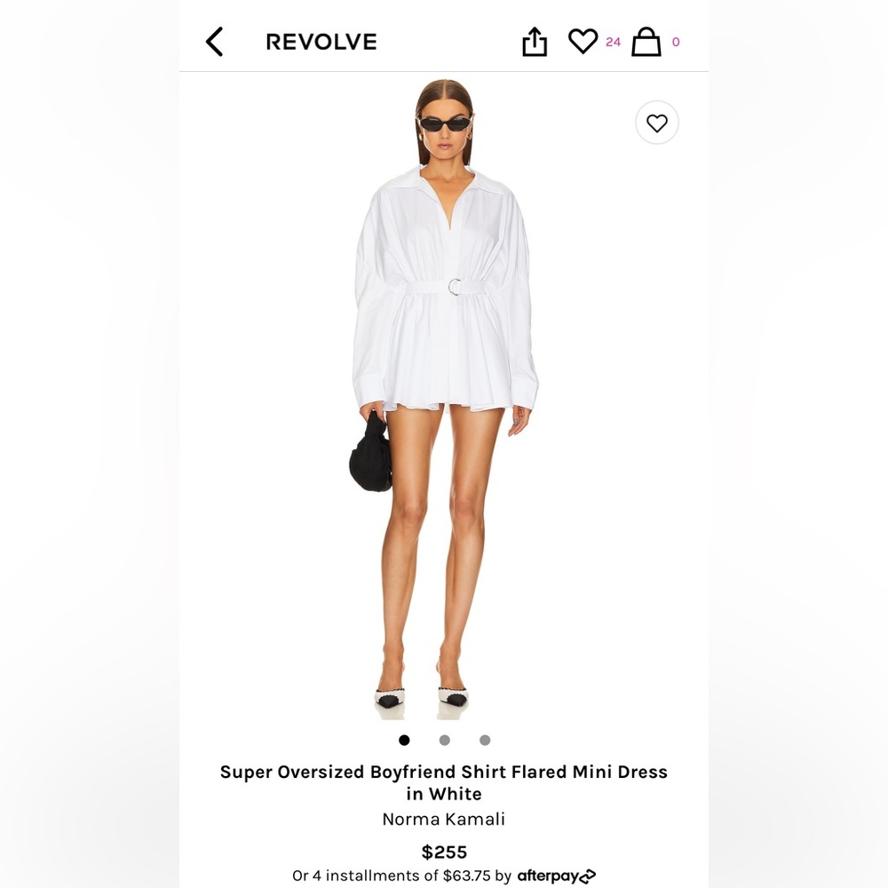 Super Oversized Boyfriend Shirt Flared Mini Dress in White
Norma Kamali